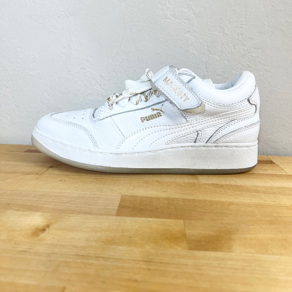 Puma Ralph Sampson Majesty Mid‎ White Gold Leather Sneakers Mens 7.5 370847-07